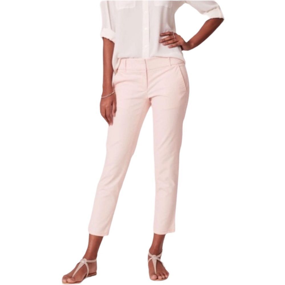 LOFT Marisa Cropped Flat Front Pink Pant  2